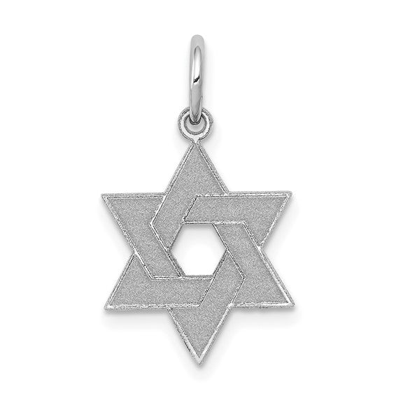14k White Gold Star of David Pendant Charm