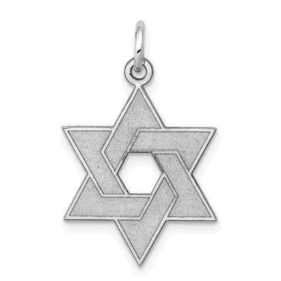 14k White Gold Star of David Pendant Charm