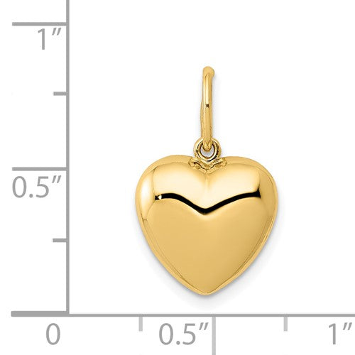 14k Yellow Gold Puffed Heart 3D Small Pendant Charm