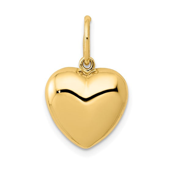 14k Yellow Gold Puffed Heart 3D Small Pendant Charm
