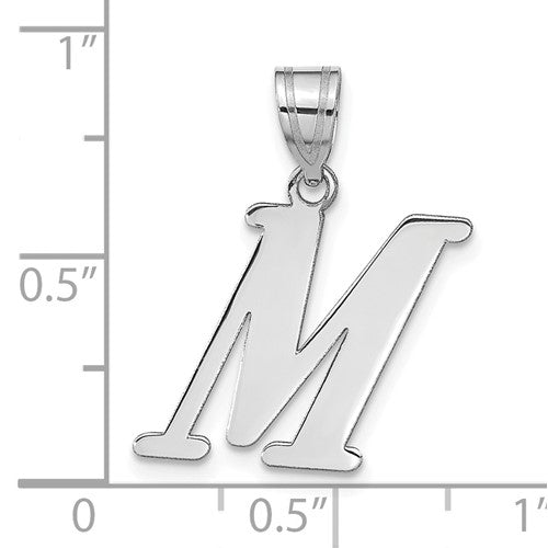 14K White Gold Uppercase Initial Letter M Alphabet Pendant Charm