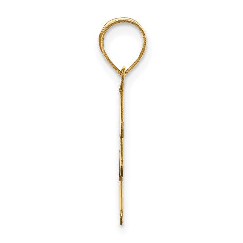 14K Yellow Gold Uppercase Initial Letter E Block Alphabet Pendant Charm