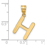Carregar imagem no visualizador da galeria, 14K Yellow Gold Uppercase Initial Letter H Block Alphabet Pendant Charm
