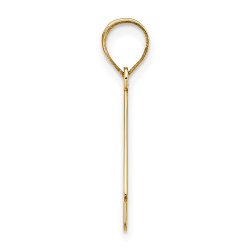 14K Yellow Gold Uppercase Initial Letter K Block Alphabet Pendant Charm