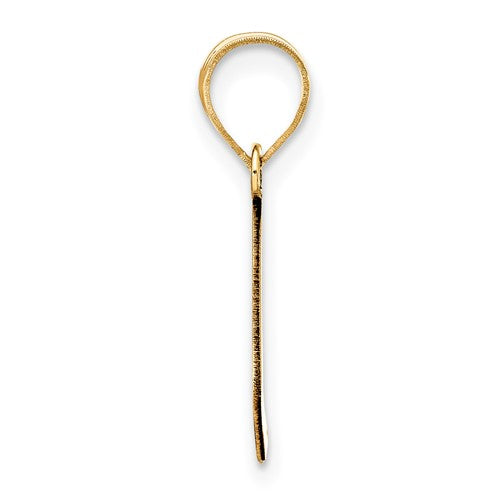 14K Yellow Gold Uppercase Initial Letter L Block Alphabet Pendant Charm