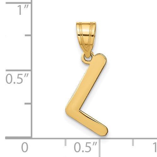 14K Yellow Gold Uppercase Initial Letter L Block Alphabet Pendant Charm