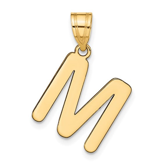 14K Yellow Gold Uppercase Initial Letter M Block Alphabet Pendant Charm