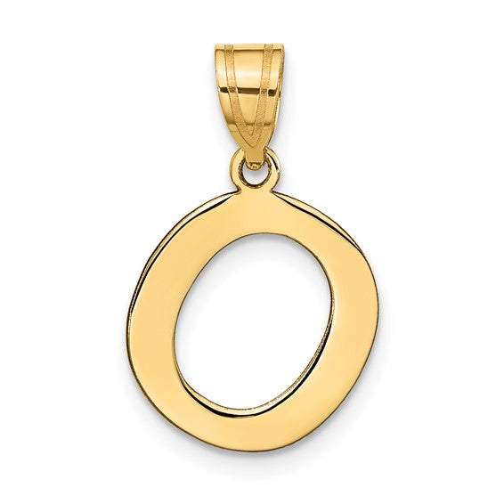 14K Yellow Gold Uppercase Initial Letter O Block Alphabet Pendant Charm