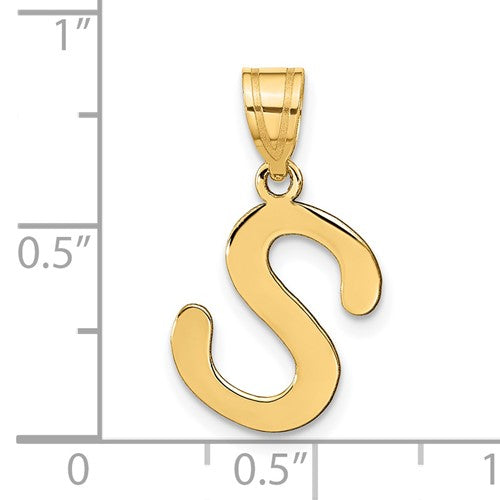 14K Yellow Gold Uppercase Initial Letter S Block Alphabet Pendant Charm