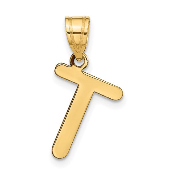 Copy of 14K Yellow Gold Uppercase Initial Letter T Block Alphabet Pendant Charm
