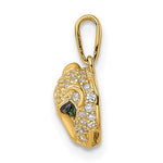 Afbeelding in Gallery-weergave laden, 14K Yellow Gold Cubic Zirconia CZ Panther Head Small Pendant Charm
