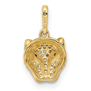 14K Yellow Gold Cubic Zirconia CZ Panther Head Small Pendant Charm