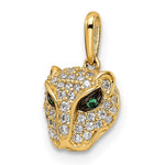 Afbeelding in Gallery-weergave laden, 14K Yellow Gold Cubic Zirconia CZ Panther Head Small Pendant Charm
