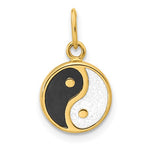 Indlæs billede til gallerivisning 14k Yellow Gold Enamel Yin and Yang Round Pendant Charm
