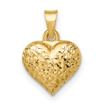Lade das Bild in den Galerie-Viewer, 14K Yellow Gold Diamond Cut Puffy Heart 3D Small Pendant Charm
