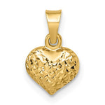 Carica l&#39;immagine nel visualizzatore di Gallery, 14K Yellow Gold Diamond Cut Puffy Heart 3D Small Pendant Charm

