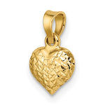 이미지를 갤러리 뷰어에 로드 , 14K Yellow Gold Diamond Cut Puffy Heart 3D Small Pendant Charm
