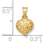 画像をギャラリービューアに読み込む, 14K Yellow Gold Diamond Cut Puffy Heart 3D Small Pendant Charm
