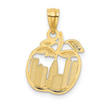 Kép betöltése a galériamegjelenítőbe: 14K Yellow Gold and Rhodium New York City Skyline NY Empire State Apple Pendant Charm
