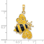 Lataa kuva Galleria-katseluun, 14k Yellow Gold Enamel Bee Bumblebee 3D Pendant Charm
