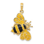 Carica l&#39;immagine nel visualizzatore di Gallery, 14k Yellow Gold Enamel Bee Bumblebee 3D Pendant Charm
