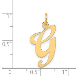 14K Yellow Gold Initial Letter G Cursive Script Alphabet Pendant Charm