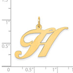 將圖片載入圖庫檢視器 14K Yellow Gold Initial Letter H Cursive Script Alphabet Pendant Charm
