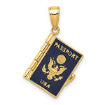 Загрузить изображение в средство просмотра галереи, 14k Yellow Gold Enamel USA Passport 3D Opens Pendant Charm
