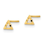 將圖片載入圖庫檢視器 14K Yellow Gold CZ Triangle Hammered Geo Style Tiny Petite Post Stud Earrings
