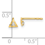 Kép betöltése a galériamegjelenítőbe: 14K Yellow Gold CZ Triangle Hammered Geo Style Tiny Petite Post Stud Earrings
