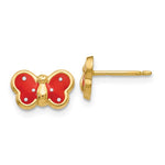 Afbeelding in Gallery-weergave laden, 14k Yellow Gold Enamel Butterfly Stud Earrings Post Push Back
