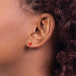 Indlæs billede til gallerivisning 14k Yellow Gold Enamel Strawberry Stud Earrings Post Push Back
