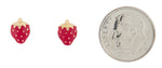Load image into Gallery viewer, 14k Yellow Gold Enamel Strawberry Stud Earrings Post Push Back
