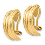 Carregar imagem no visualizador da galeria, 14k Yellow Gold Non Pierced Clip On Omega Back Huggie J Hoop Earrings
