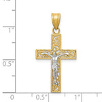 Ladda upp bild till gallerivisning, 14k Gold Two Tone Cross Crucifix Filigree Pendant Charm - [cklinternational]
