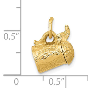 14k Yellow Gold Beer Stein Moveable 3D Pendant Charm