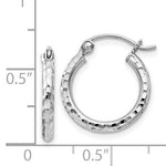 Carregar imagem no visualizador da galeria, Sterling Silver Diamond Cut Classic Round Hoop Earrings 15mm x 2mm
