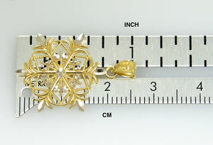 14k Yellow Gold and Rhodium Snowflake Pendant Charm