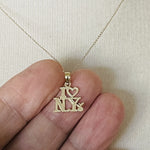 Load image into Gallery viewer, 14K Yellow Gold I Heart Love NY New York City Travel Pendant Charm

