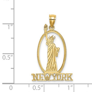 14k Yellow Gold New York Statue of Liberty Pendant Charm