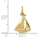 將圖片載入圖庫檢視器 14k Yellow Gold Sailboat Sailing Small Pendant Charm
