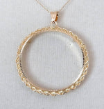 Charger l&#39;image dans la galerie, 14K Yellow Gold 1 oz American Eagle U.S. $50 24K Buffalo 1 oz Cat 1 oz Krugerrand Coin Holder Prong Bezel Pendant Charm for 32.7mm Coins
