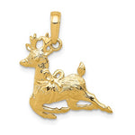 Lade das Bild in den Galerie-Viewer, 14k Yellow Gold Reindeer Christmas Pendant Charm
