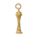Load image into Gallery viewer, 14k Yellow Gold Seattle Washington Space Needle 3D Pendant Charm

