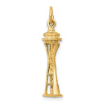 Load image into Gallery viewer, 14k Yellow Gold Seattle Washington Space Needle 3D Pendant Charm
