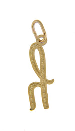 Charger l&#39;image dans la galerie, 10K Yellow Gold Lowercase Initial Letter H Script Cursive Alphabet Pendant Charm
