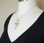 Charger l&#39;image dans la galerie, 14k Gold Two Tone Large Cross Crucifix Pendant Charm
