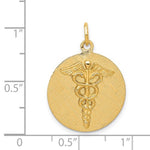 Cargar imagen en el visor de la galería, 14k Yellow Gold Medical Caduceus Symbol Disc Pendant Charm
