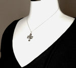Φόρτωση εικόνας στο εργαλείο προβολής Συλλογής, Sterling Silver Rhodium Plated Cruciform Cross Four Way Medal Pendant Charm
