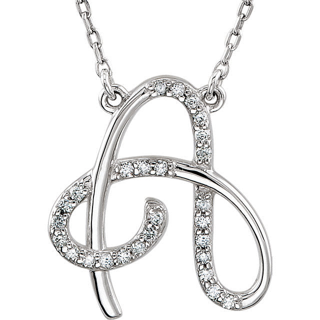 14K Yellow Rose White Gold Diamond Letter A Initial Alphabet Necklace Made to Order